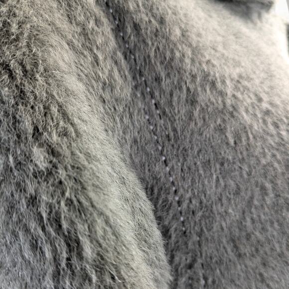 Vintage Dutch Llama Mohair Coat Size L Gray Mid Length Overcoat Pockets - Picture 9 of 16